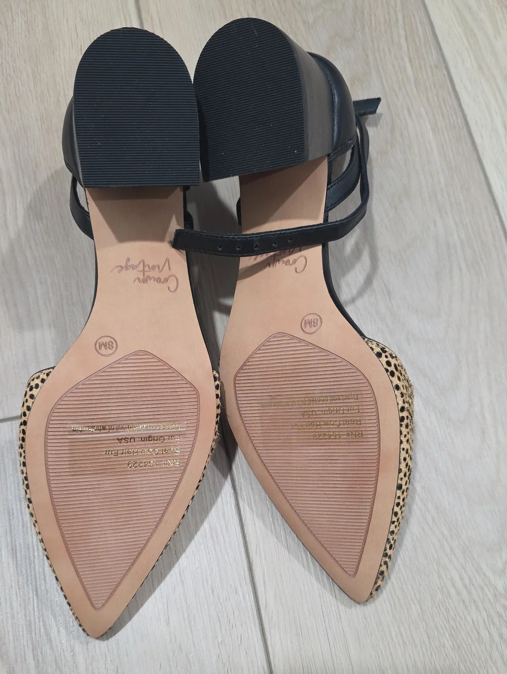 Pointed Toe D'Orsay Block Heel Shoes in Black and Leopard